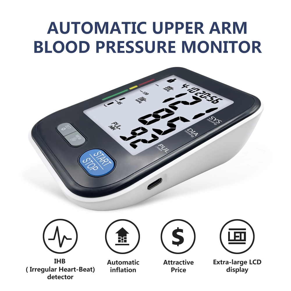 Upper Arm Digital Blood Pressure Monitor Meter Bluetooth LCD Inflation Bp Monitors